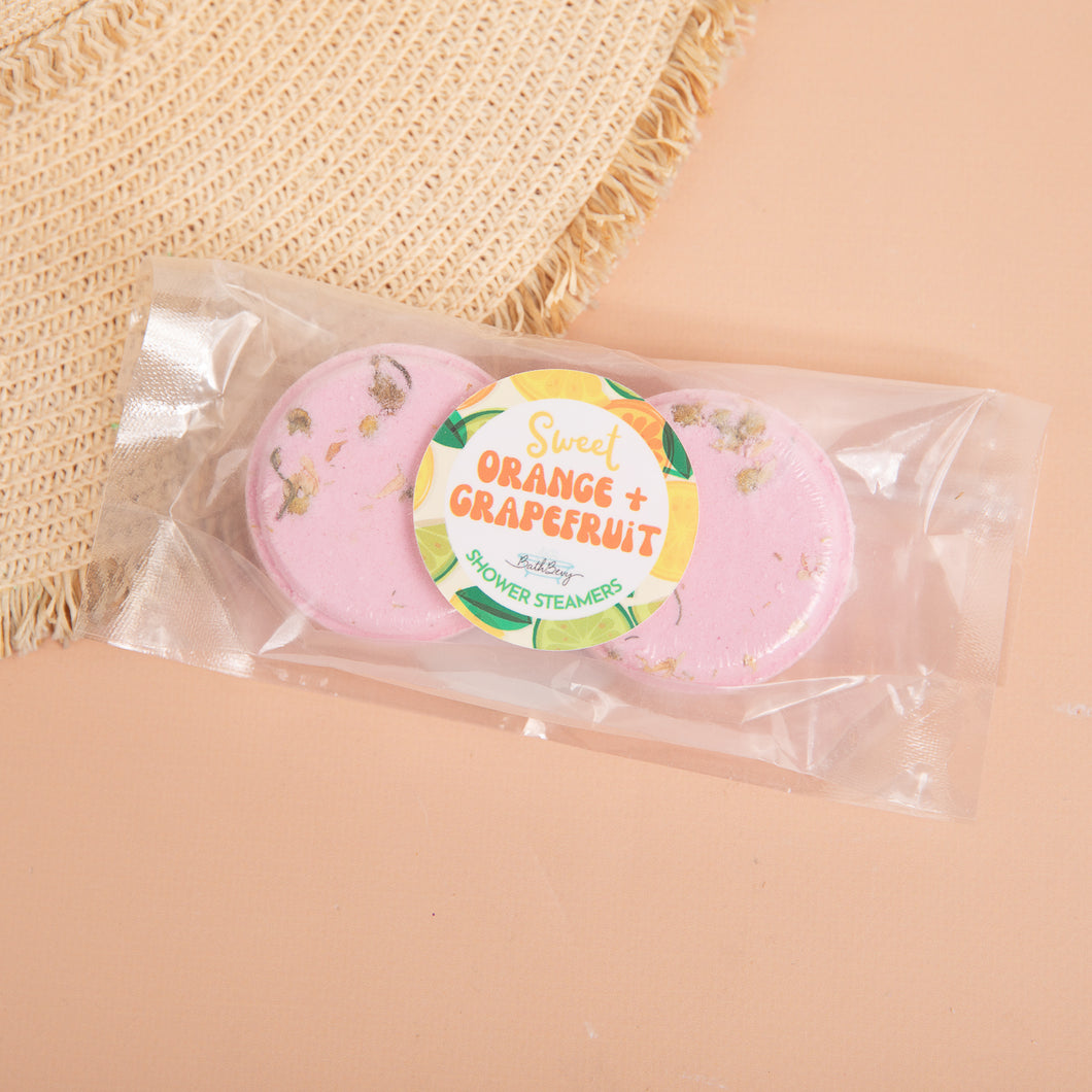 SWEET ORANGE + GRAPEFRUIT SHOWER STEAMERS (SET OF 2)