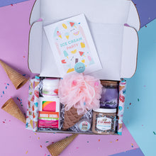 Load image into Gallery viewer, Gift box with ice cream-themed products on a colorful background