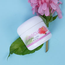 Load image into Gallery viewer, Jar of cream with a floral label on a blue background with pink flowers and green leaves.